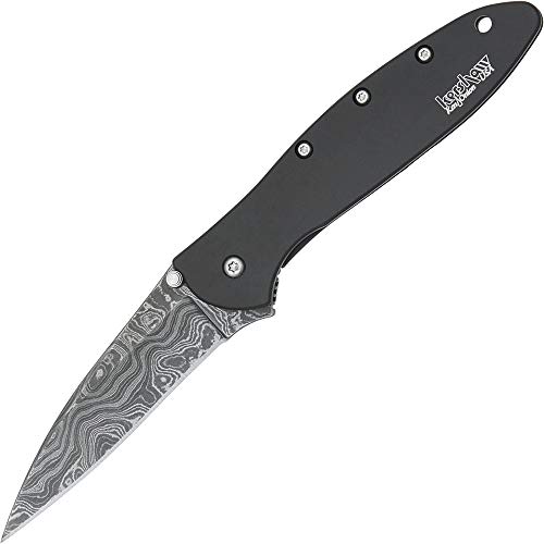 Kershaw 1660DAMBK Leek Assisted Open Folding Knife Damascus Steel Blade - Kershaw