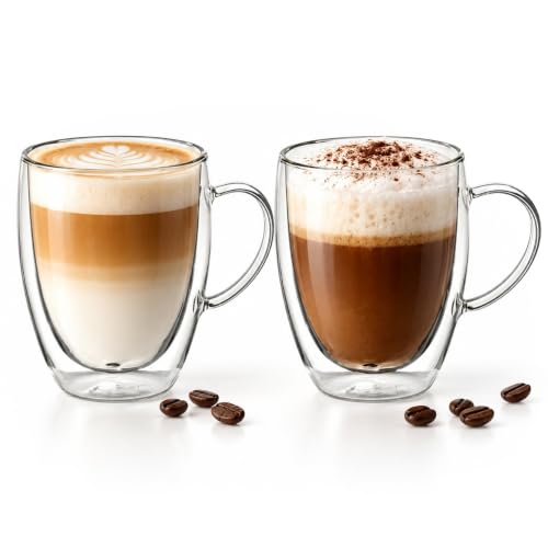 Straame Set of 2 Double Walled Glass Coffee Mugs, 350ml