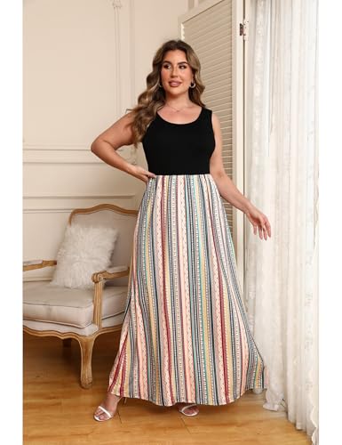 Image of Bluetime Women's Summer Boho Sleeveless Floral Print Tank Long Maxi Dress (S-3XL)