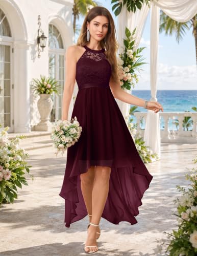 Image of Wedtrend Women's Semi Formal Dresses Halter Bridesmaid Dresses Wedding Guest Dress High Low Prom Dress