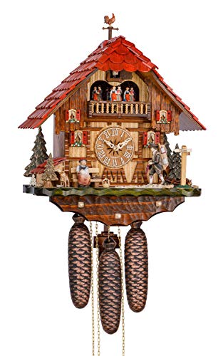 Cuco Clock Kuckucksuhr „Wanderlust“ Wanduhr aus Holz 20 x 34 x 42cm Braun, 8 - Tage Werk - automatische Nachtabschaltung Cover