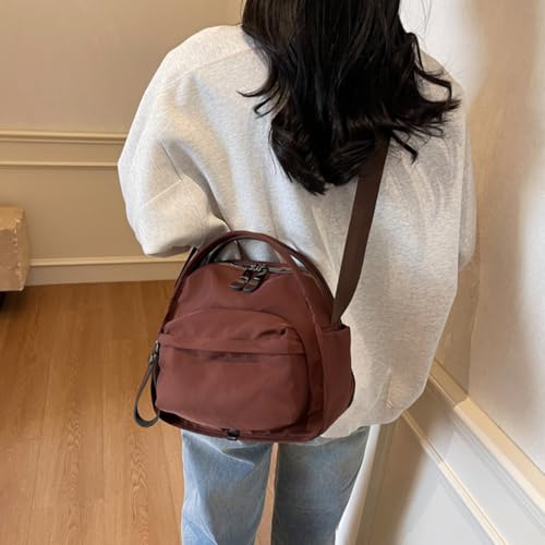 Solid Color Nylon Crossbody Bag for Women Soft Handbag with Top Handle Casual Shoulder Bag Elegant Square Purse2