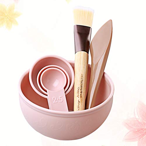 PIXNOR Face Pack Tigela Tigela Escova Colheres de Medição Mulheres Senhoras Casa Diy Suprimentos Ros