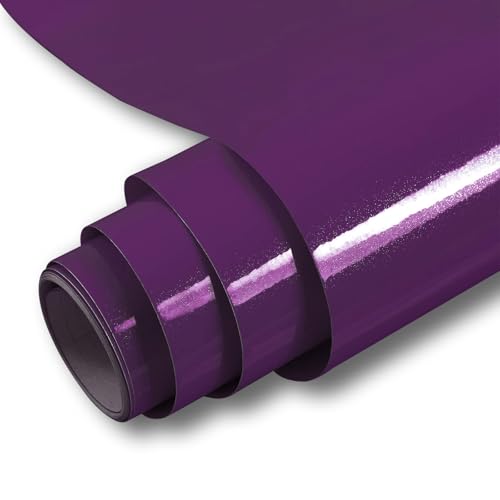 Hode Papier Adhesif pour Meuble Violet Brillant 60X500cm, Papier Peint Adhesif, Imperméable Vinyle Autocollants Meubles Cuisine Murs Tables Salles de bain...