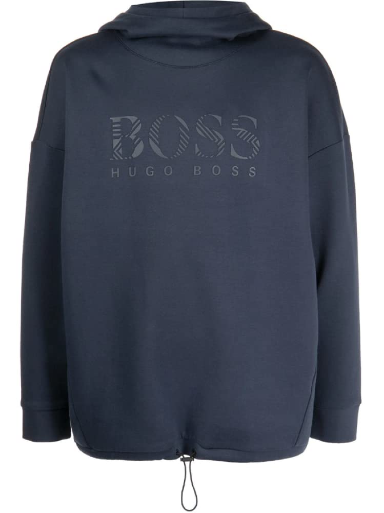 Hugo BossMen's Soody Iconic Rubberized Tonal Logo Blue Hoody Sweatshirt (as1, alpha, m, regular, regular, M)