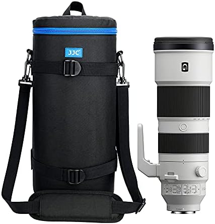 JJC Extra Large Thick Camera Lens Pouch Case for Sony FE 200-600mm Zoom Lens SEL200600G with Reversed Lens Hood & Teleconverte，Camera Lens Carrying Bag Fits Other Lenses Below 5.5 x 14.6(D x L)