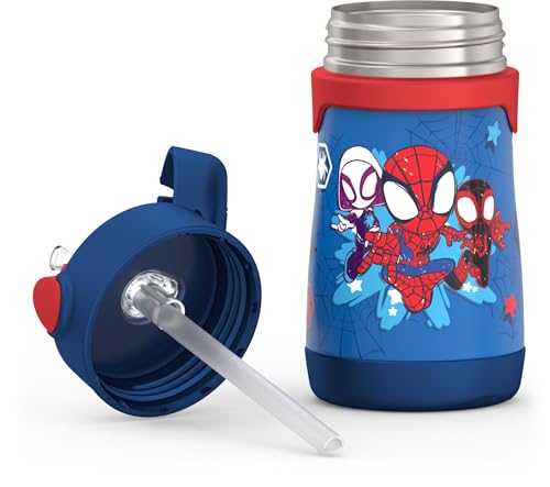 Image of THERMOS Vacuum Insulated Stainless Steel 10oz Straw Bottle, Spidey and His Amazing