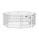 MidWest Homes for Pets Folding Metal Dog Exercise Pen and Pet Playpen with Door, Includes Grounding Stakes and Provides 1.5 Meters of Play Space, 61cm Tall, Black E-Coated