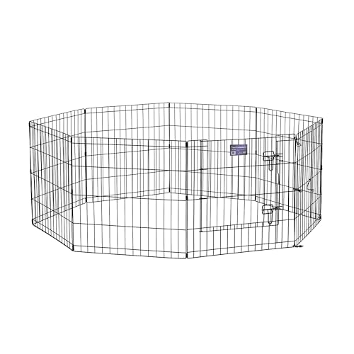 MidWest Foldable Metal Dog Exercise Pen / Pet Playpen, Black w/ door, 24 inch W x 24 inch H, 1-Year Manufacturer's Warranty by MidWest Homes for Pets - Used condition - CA$48.31