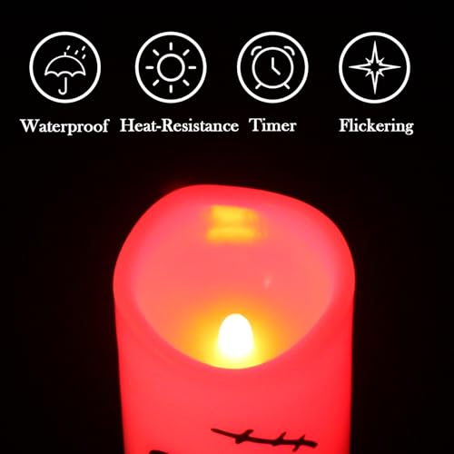 Image of Halloween Decorations Flameless Candles with Remote Timer, Battery Operated LED 12 Color Changing Candles Flickering Set of 3, Waterproof LED Pillar Candles Plastic for Halloween Decor