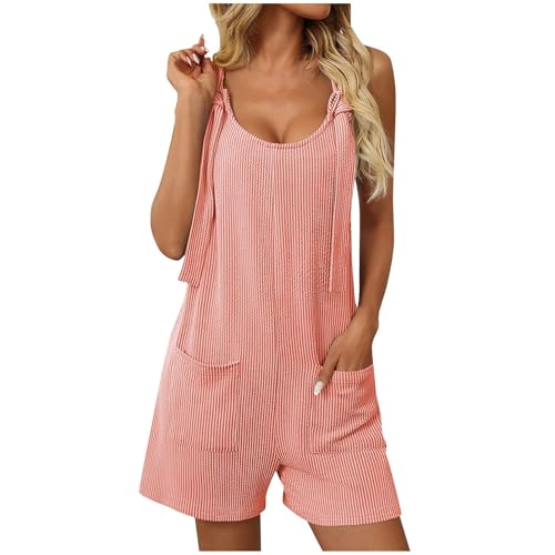 Combinaisons et Combishorts Femme Chic Combishort Ample et Respirant Été Salopette Grande Taille Salopettes Short Bretelles Spaghetti Baggy Jumpsuit Playsuit avec Poches Chic et Élégant Rompers