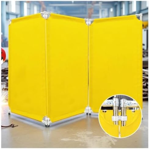 Portable Flame-Resistant Welding Screens with Frame - Industrial & Workshop Protection, Heavy-Duty Safety Barrier for Home and Factory Use