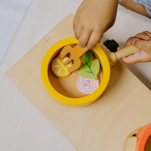 NESTA TOYS Wooden Kitchen Set for Kids | Baby Friendly Pretend Play Cooking Toy | Ideal Miniature Kitchen Set for Girls & Boys (9Pcs) | Gifts for Babies & Toddlers Ages 3, 4, 5, 6 | Mini Cooking Set