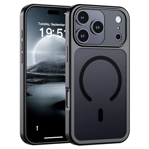 Image of SUPFINE Magnetic for iPhone 17 Pro Case Black | (Compatible with MagSafe)(Military Grade Drop Protection)(Camera Protection)Translucent Matte Phone Cover