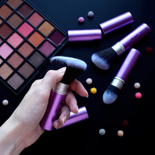 Vela.Yue Retractable Blush Brush Angled Face Powder Bronzer Travel Kabuki Makeup Brushes - Image 3