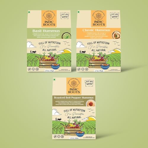 Image of Indic Roots Classic Hummus | Traditional Flavors Pantry | 50g | Just Add Water, Instant Food | Healthy Natural Ready to Eat | No MSG (Pack of 1)