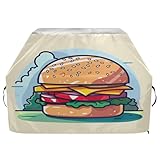Jihqo Cartoon Burger Grill Cover 65inch Gas Grill Cover for Outdoor BBQ Waterproof Barbecue Cover with Adjustable Drawstring for Dust Wind