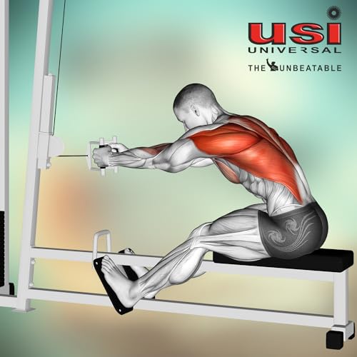 Image of USI Universal Cable Machine Attachment LAT Pulldown Attachments Home Gym Triceps Pull Down Attachment Cable Machine Equipments for Home Gym (Silver- V-Shaped Bar)