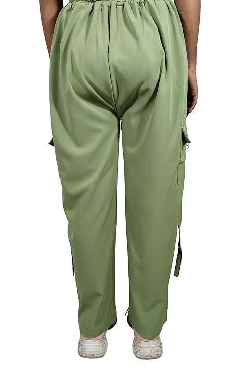 Image of ARYANSH Shoppe 4 Pocket Straight-Fit Cargo Trouser Pants for Kids Girls | Stylish High-Waist Casual Wear with Pockets | Small to XXL