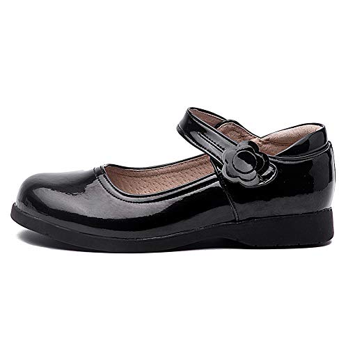 DKZSYIM Toddler Girls Dress Shoes Ballet Wedding Party Princess School Uniform Mary Jane Flats Shoes,Model KM 222PU