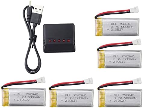 Fytoo 3.7V 500mah 25C Li Battery/ 5 in 1 Battery Charger for H31 H37 H6D Hubsan X4 FPV H107C H107D H107L H107P H108 JXD392 JXD388 JXD385 UDI U816A SYMA X5C X5SW HS170 HS170C TR-C385 TR-P51 TR-F22