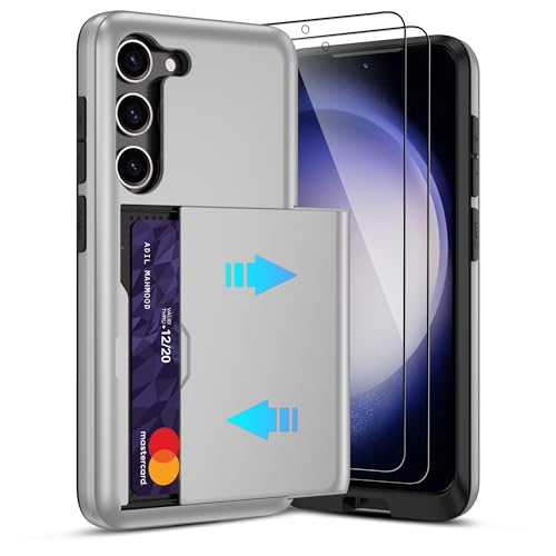 Étui Galaxy S23 gris avec fentes cartes cachées idéal pour voyager léger au quotidien