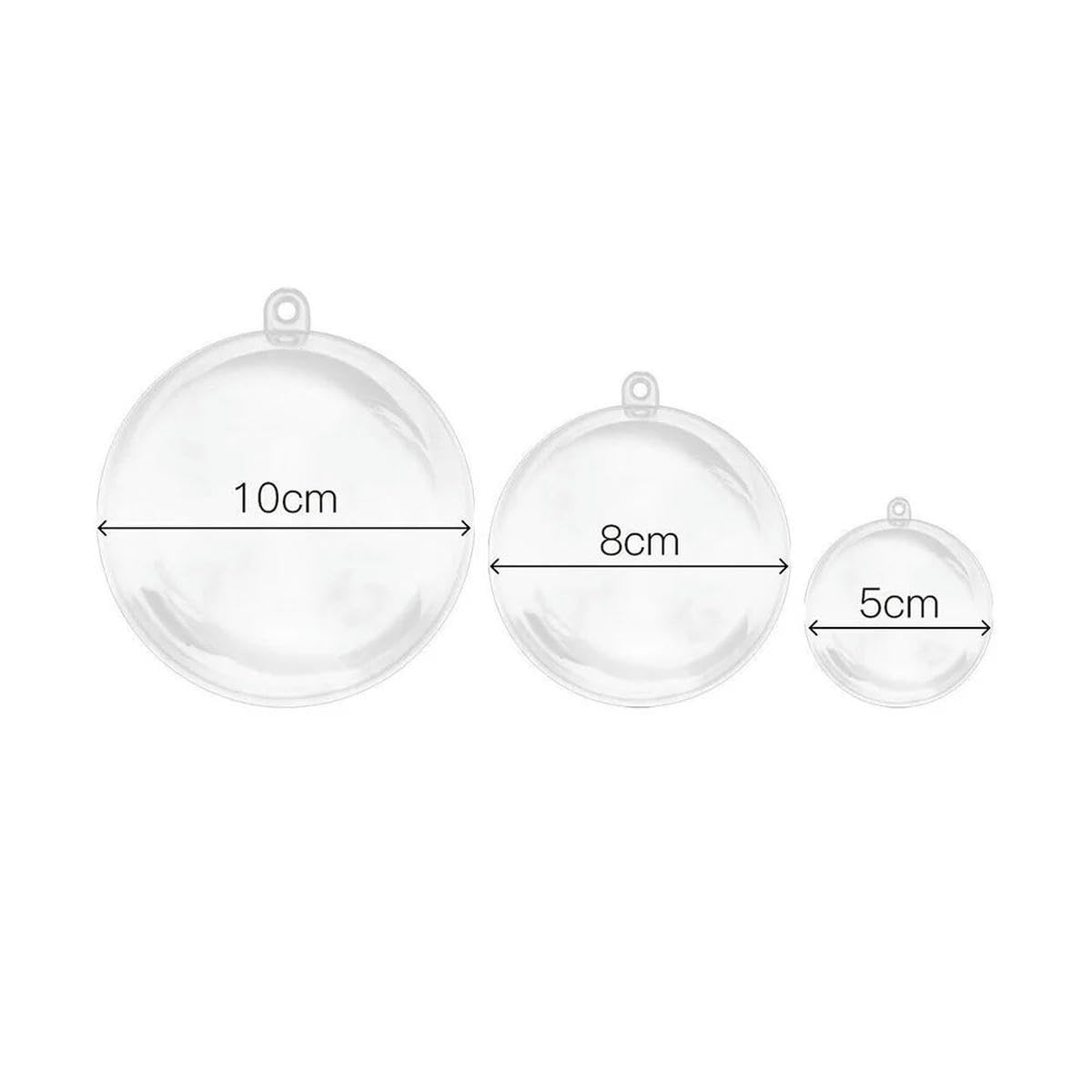 5/10 Uds./Juego de Bolas Transparentes, Esfera navideña rellenable, Adorno de árbol de Navidad, Bola Abierta Transparente para decoración de Fiesta de Navidad-10 Uds.-8cm