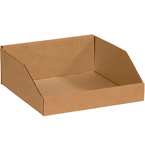 Image of Boxes Fast BFBINMT121214K Open Top Bin Boxes, 12 inch x 12 inch x 4-1 /2 inch, Kraft (Pack of 50)