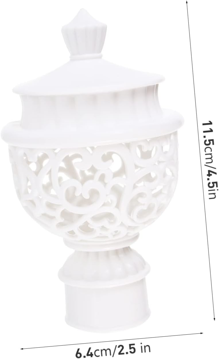 Luxshiny 20pcs Decorative Curtain Rod Finials White Hollow Design for Drapery Rods Easy to Install Curtain Accessories Home Decor for House