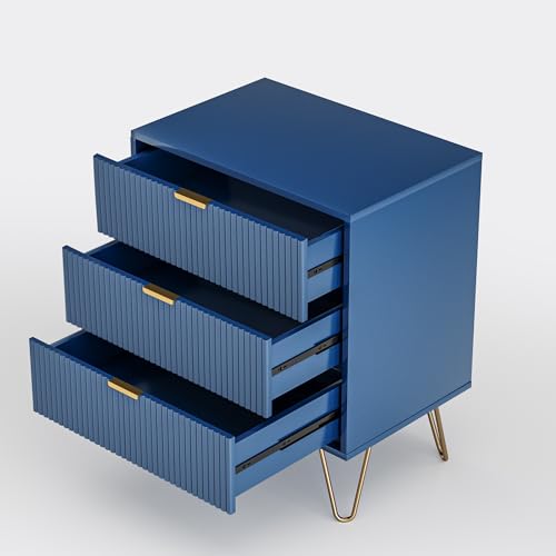 Table d'appoint bleu foncé Ele Sto commode de rangement à tiroirs en métal