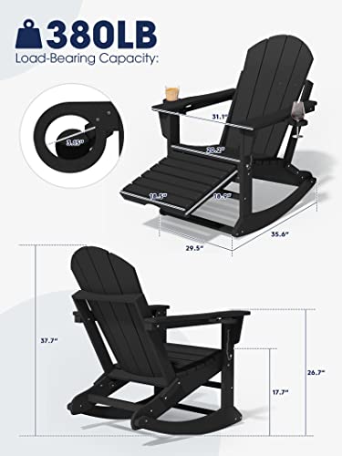 Kingyes Folding Rocking Adirondack Chair, Black #TOP3