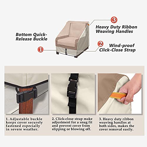 Porch Shield Patio Chair Covers - Waterproof Outdoor Lounge Deep Seat Adirondack Chair Cover 2 Pack - 34W X 37D X 36H Inch, Light Tan & Khaki #TOP3