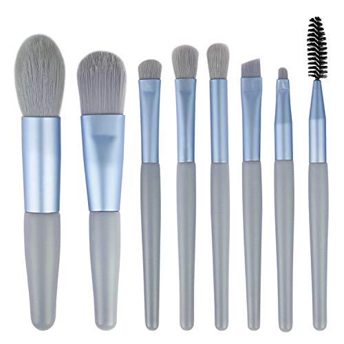 Portable Makeup Brush Set - Foundation Powder Blush Concealer Contour Brushes,For Liquid, Cream or Mineral Products - 8 Pc Collection With Premium Synthetic Bristles For Eye and Face Cosmetic (Green)
