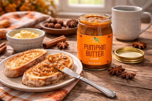 Green Jay Gourmet Pumpkin Butter 19 Ounces - All-Natural, Gluten-Free Fruit Spread - Pumpkin Spread with Pumpkins & Spices - Gourmet Fruit Butter - No Corn Syrup, Preservatives or Trans-Fats