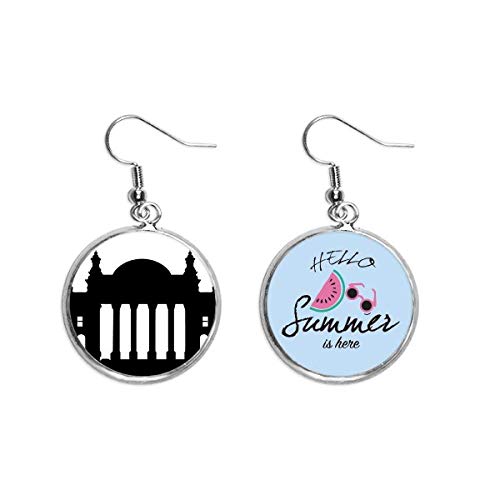 Pendientes de sandía Berlín Reichstag ligeros para lóbulo en verano