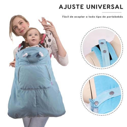 Miniatura 5 de Sonarin Cortavientos Funda Para Portabebé,Cálida Cubierta Del Portabebés Con Capucha Forro Polar Coral,Universal Capa De Invierno Para Portador Bebé Con Bolsillo Delantero Café
