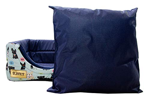 Toca e Cama Impermeável Luppet 2 em 1 com Almofada para Cachorro ou Gato de até 5Kg Azul Cachorro/Ro