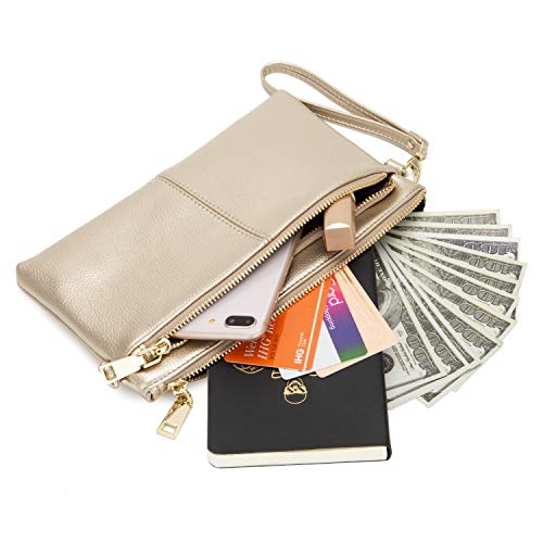 zooeass triple zip small crossbody bag lightweight purses vegan leather wristlet clutch includes adjustable shoulder