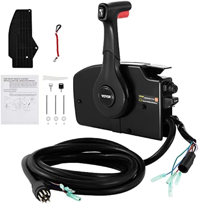 Mophorn Boat Throttle Control for Mercury Side Mounted Outboard Remote Control Single Lever Binnacle with Key Switch and Lanyard