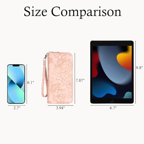 Womens Wallet RFID Wristlet Wallet for Women Cute Floral Leather Credit Card Holder Wallet Ladies Clutch Long Purses4