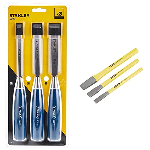 Stanley 5002 Series 3 Pieces Chisel Set 0-16-128 & 4-18-298 Cold Chisel Set, 3 Pieces