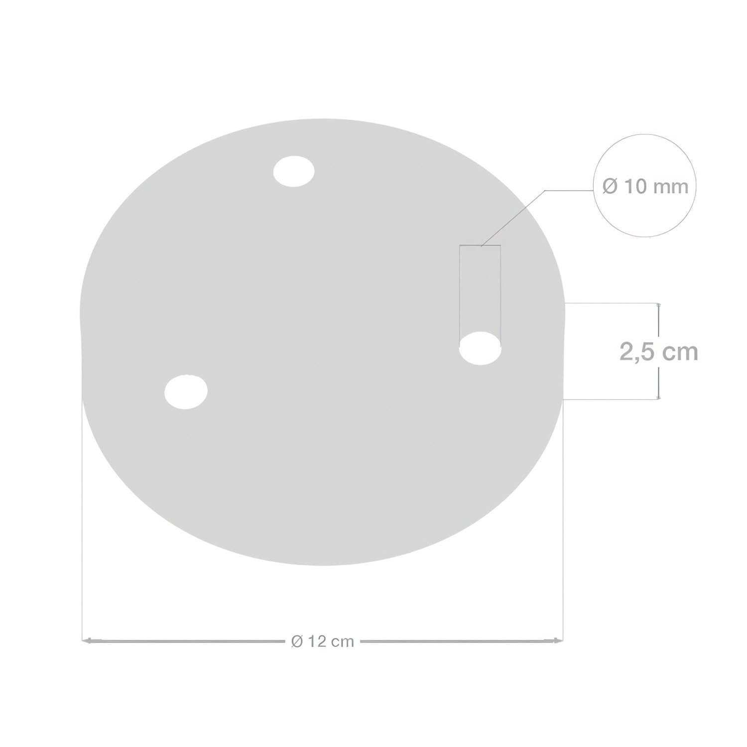 creative cables Kit rosone per lampadario da soffitto (serracavo conico, metallo bianco opaco, Ø 120 mm, 3 fori) – Controllo smart con switch Matter – Per lampadari e sospensioni singole