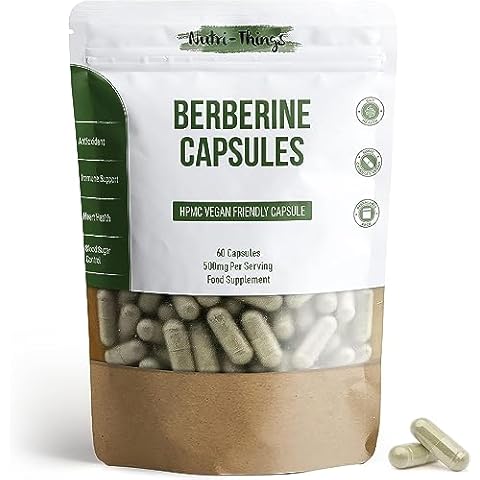 Berberine Supplement 500mg | 60 High Strength Capsules | Metabolism, Blood Sugar Control & Heart Health | 500mg Per Serving Cover