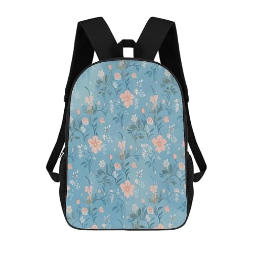 17 Inch Backpack Light Blue Print Print Travel Dayback Shoulder Back Pack Carry On Backpack with Adjustable Shoulder Straps