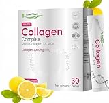 EneriWell Multi Collagen Supplements for Women, Men, 3000mg Hydrolyzed Bovine Collagen Peptides with Type 2, Biotin Vitamins C, Glow up for Skin, Hair, Nails & Joints, Halal, Liquid, Travel 30 sachets