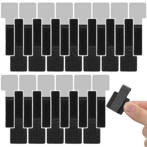 Kisangel 40 Pcs Nylon Cable Organizers with Adjustable Straps and Self Adhesive Wire Holders, Reusable Under Desk Cord Organizer for Office and Bookshelves Cable Management