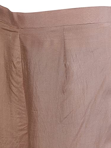 Image of ishin Women's Silk Peach Zari Embroidered A-Line Kurta set With Sharara And Dupatta