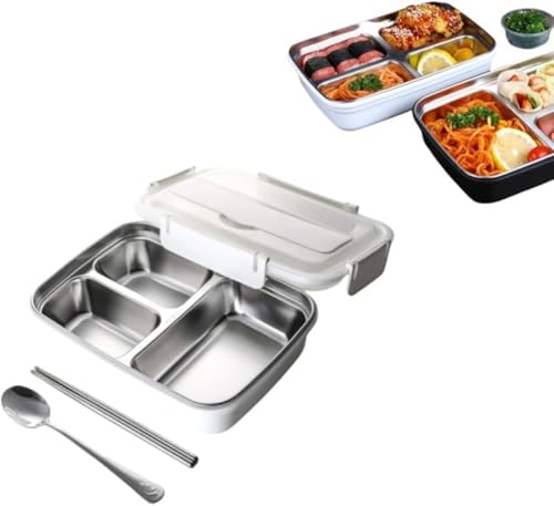 CokBlu お弁当箱 304 ステンレス製保温タイプ 大容量仕切り付き ロック付き防漏 スプーン付属 学生・上班族向け