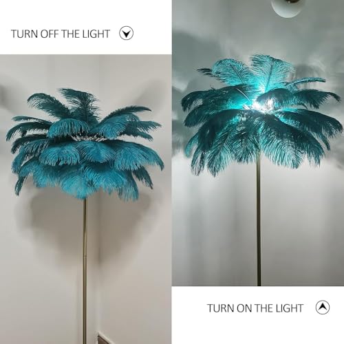 Lámpara de pie de plumas dorada elegante para decoración 6