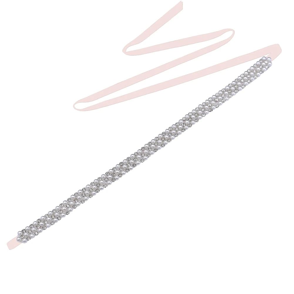 Cinturón de boda hecho a mano, elegante banda de perlas para vestido de fiesta, apliques de diamantes de imitación, accesorios de boda